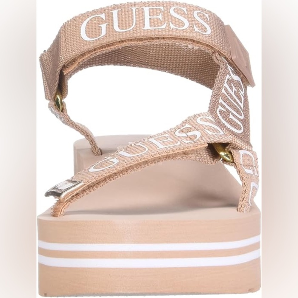 Guess Women's AVIN Wedge Sandals Rose Gold New 8 Shoes - Picture 3 of 6